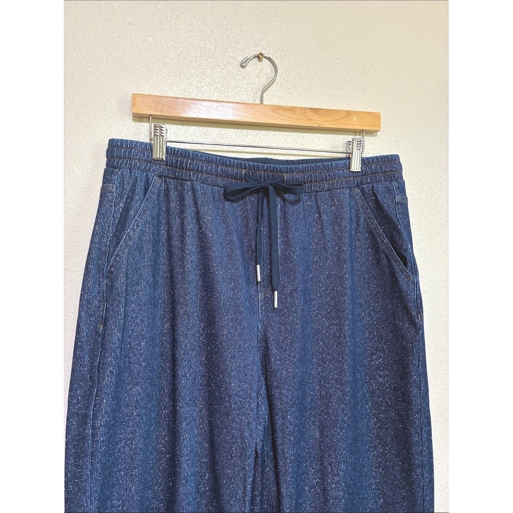Halara Flex L Low Rise Drawstring Wide Leg Silver Shine Casual Sweatpants Jeans - Picture 4 of 12